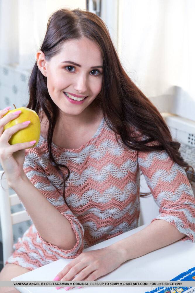British teen Vanessa Angel sets her beautiful body free while in her kitchen - #13