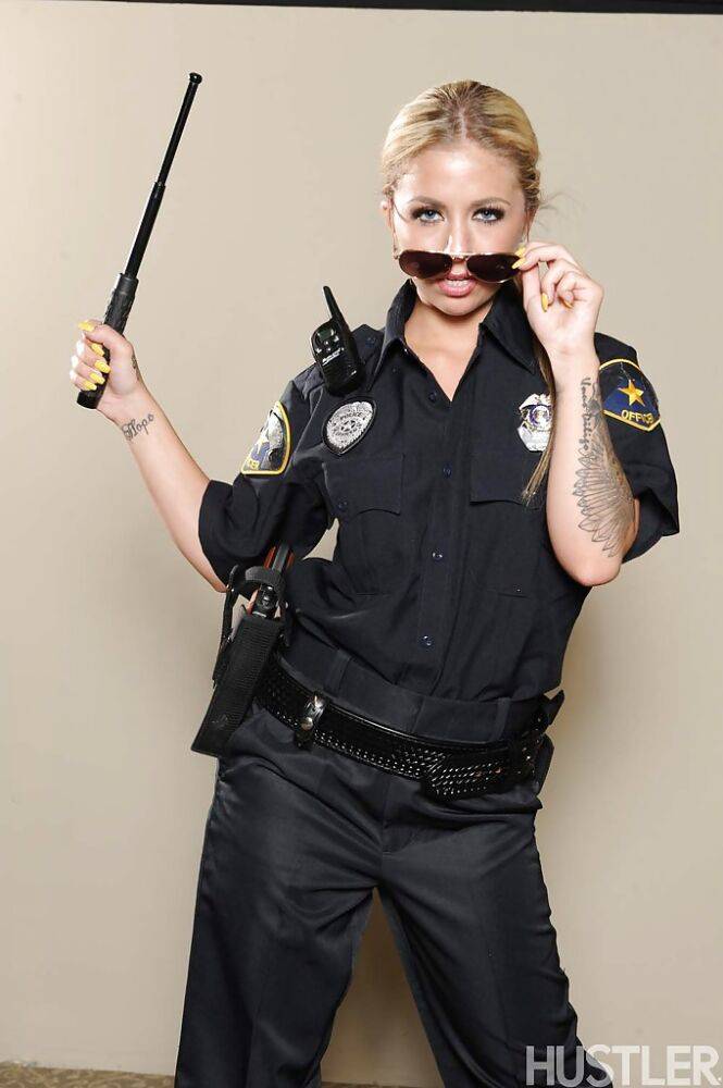 Solo girl Madelyn Monroe releasing boobs from police uniform - #12