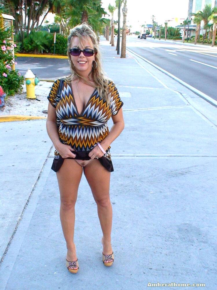 Busty amateur Amber Lynn Bach flashes in public whenever she gets a chance - #9