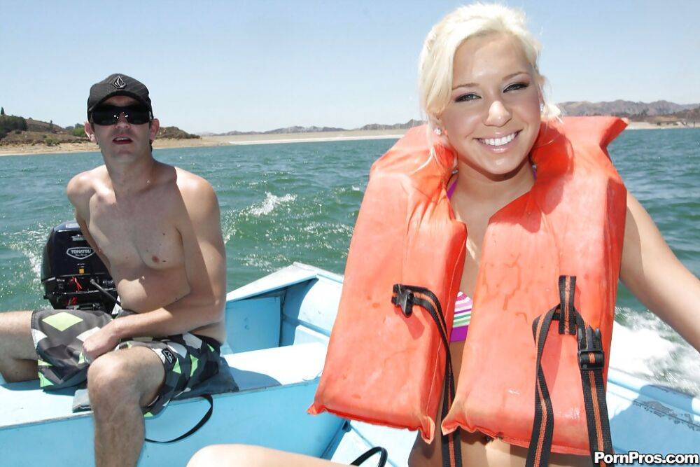 Teen babe with tiny tits Kacey Jordan shows her body on a boat - #6
