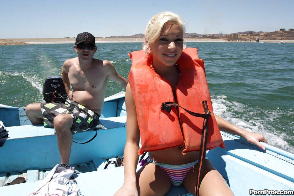 Teen babe with tiny tits Kacey Jordan shows her body on a boat - #8