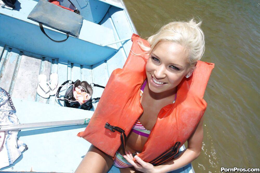 Teen babe with tiny tits Kacey Jordan shows her body on a boat - #1