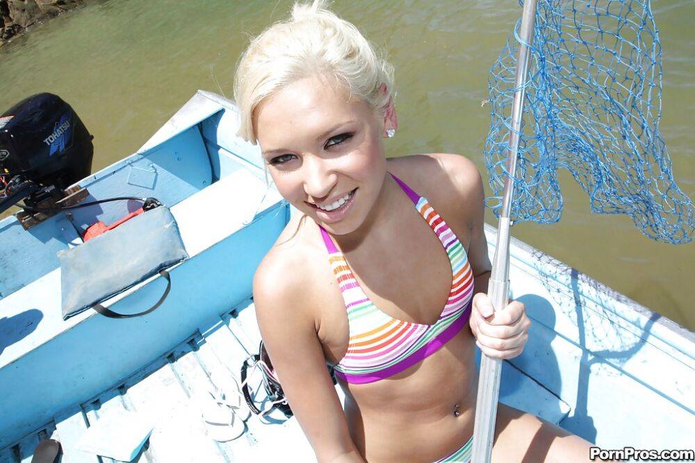 Teen babe with tiny tits Kacey Jordan shows her body on a boat - #15