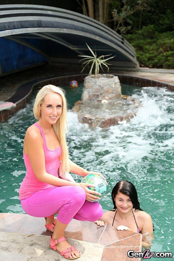 Lesbian girls Jenny Simons & Lucy Li have sex after taking a dip - #14