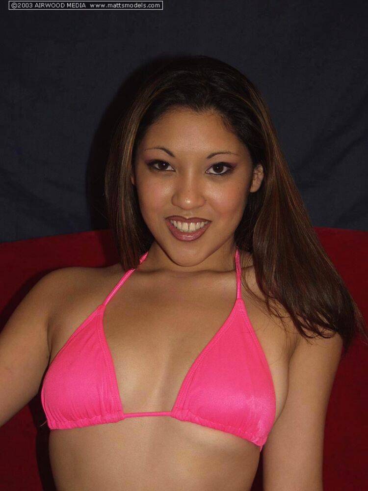 Pretty Asian girl Nautica removes a pink bikini for her first nude poses - #12