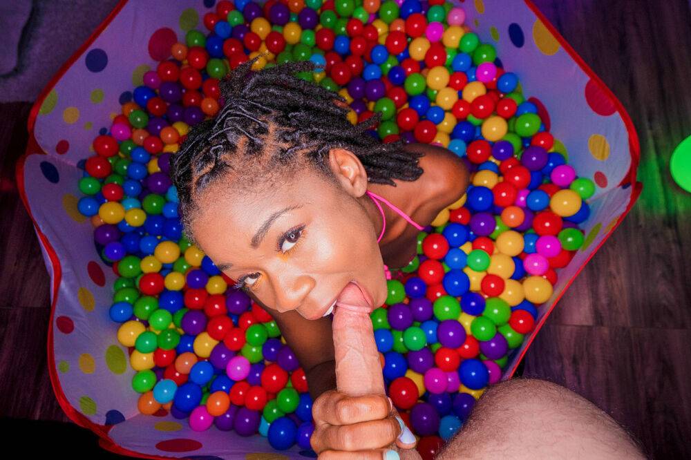 Cute ebony girl Hazel Grace partakes in POV sex while wearing pink fishnets - #9