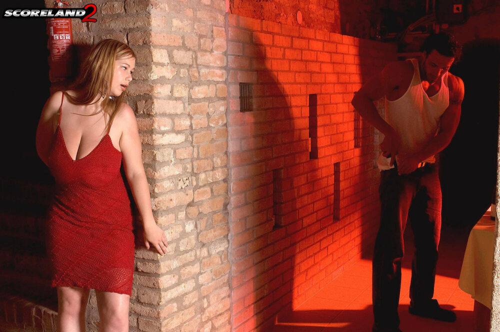 Overweight female Terry Nova looks for her lover in a red dress - #4