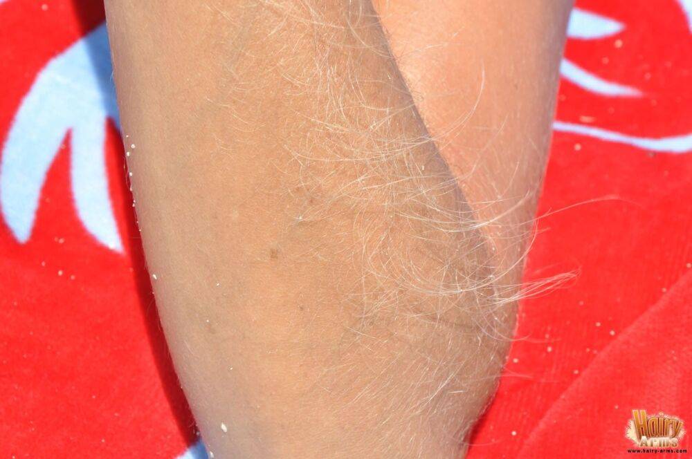 Amateur model Lori Anderson shows her hairy arms during a series of closeups - #8