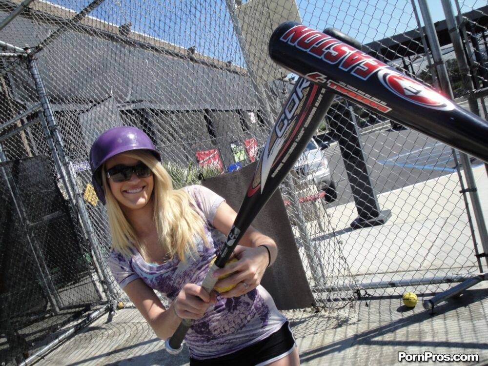 18 year old blonde Teagan Summers bangs a huge dick after batting practice - #7