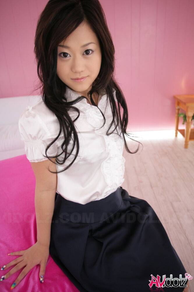 Cute Japanese model Minako Oyama poses non nude in a blouse and skirt - #9