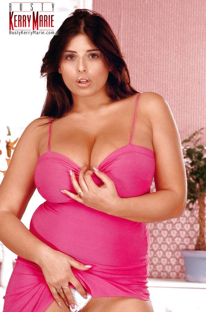 Brunette solo girl Kerry Marie unveiling massive Latina pornstar juggs - #8