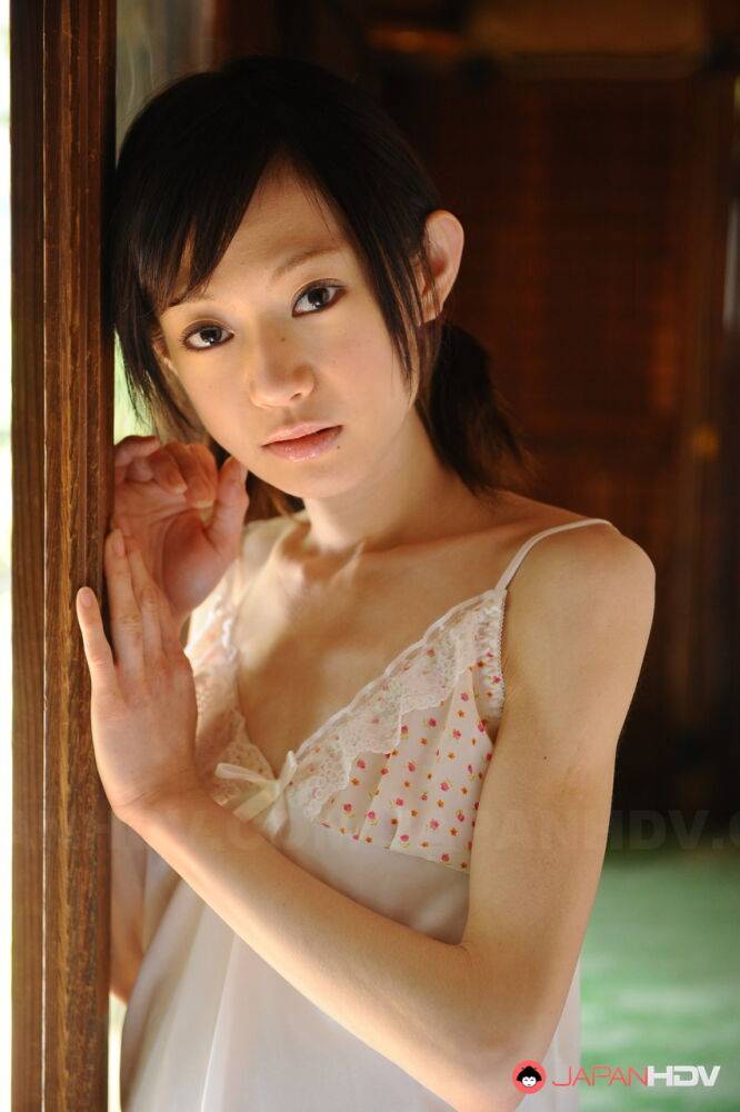 Tiny Japanese girl Aoba Itou models non nude in satin lingerie - #13