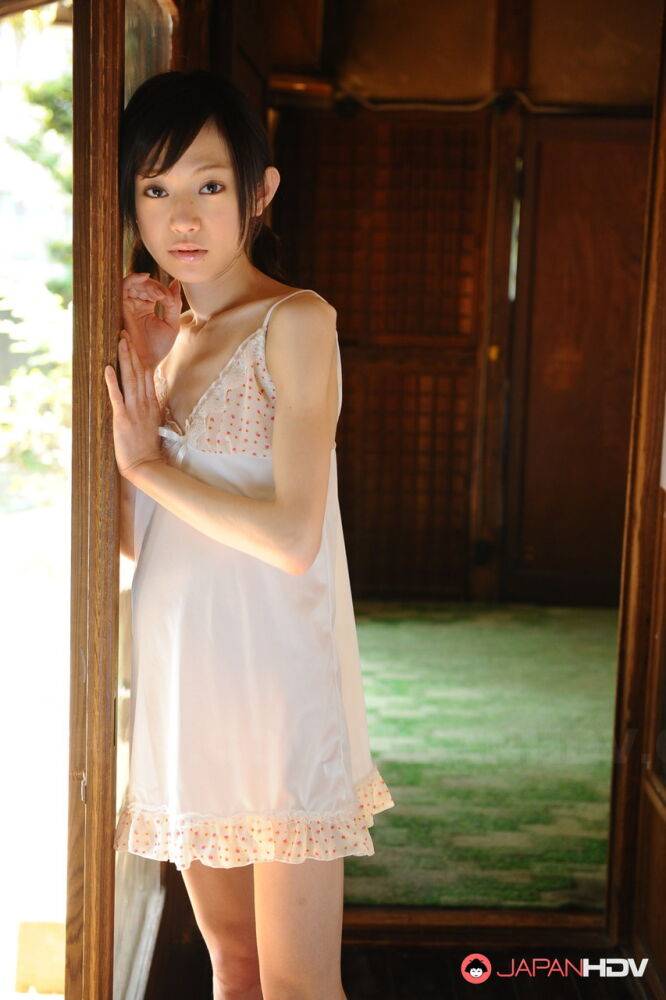 Tiny Japanese girl Aoba Itou models non nude in satin lingerie - #5