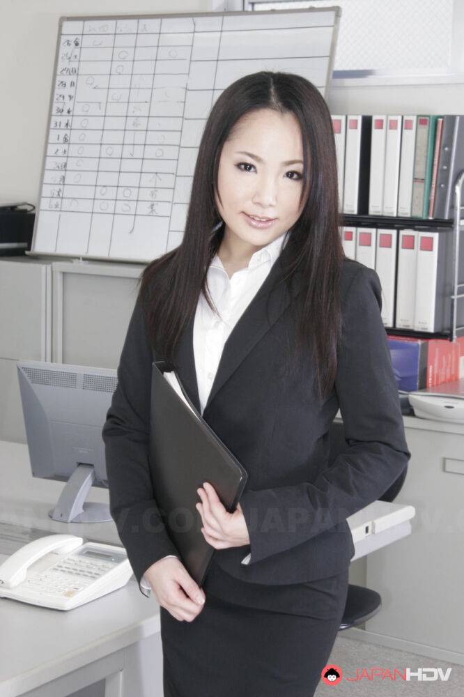 Japanese secretary Ai Mizushima models non nude at work in business attire - #11