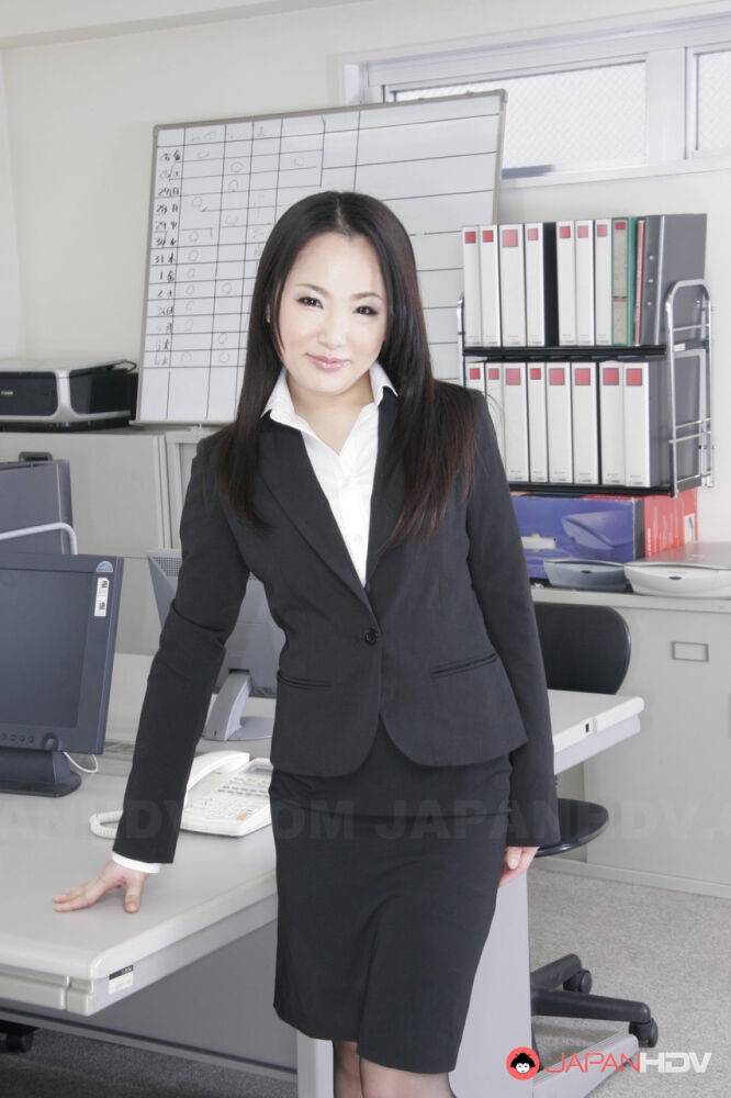 Japanese secretary Ai Mizushima models non nude at work in business attire - #14