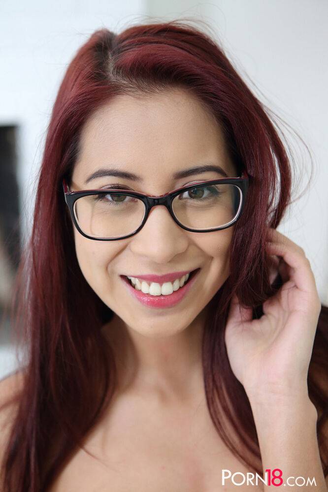Geeky redhead Paula Shy goes pussy to mouth after removing a revealing dress - #9