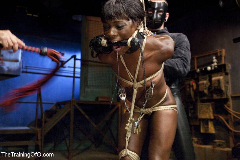 Tied up ebony slut gets her wet black pussy stuffed with some cock - #13