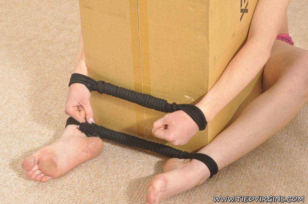 Tied Virgins Emma the slut is tied up to a box - #2