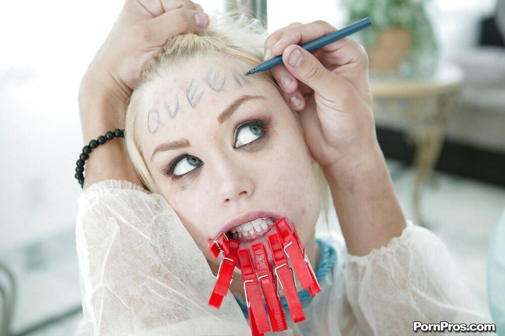Slutty teen blonde Ash Hollywood fucked in humiliating bondage - #1