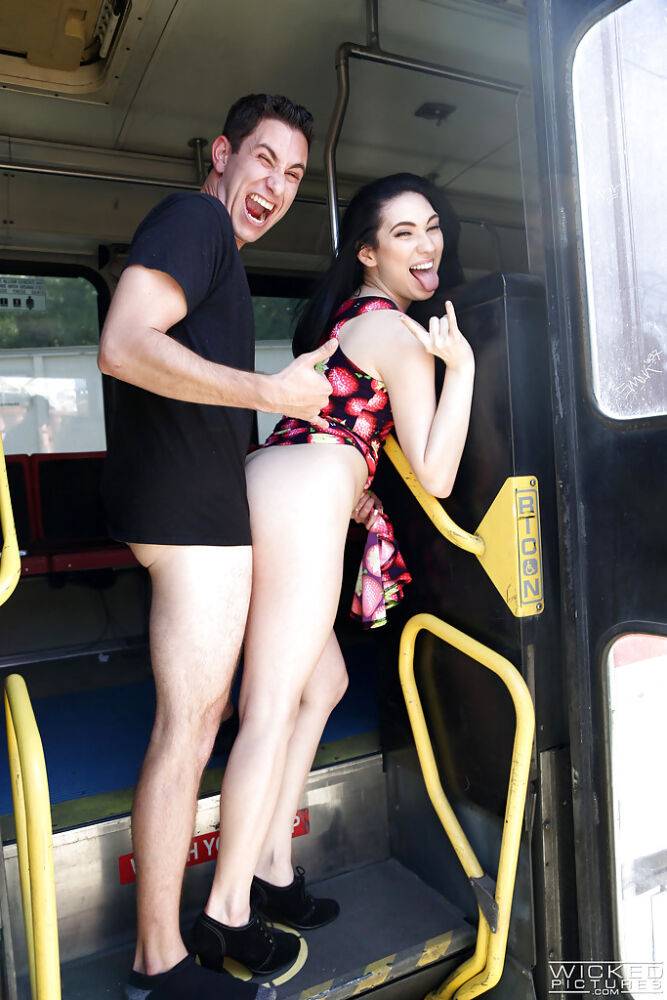 Teen pornstar Aria Alexander riding cock on public transit - #12