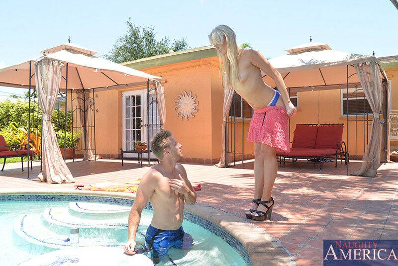 Horny blonde Zoey Paige seduces a boy while he's in a swimming pool - #2