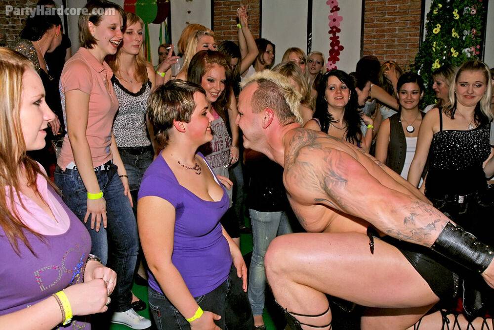 Crazy party girls go wild over male strippers and fuck them - #11