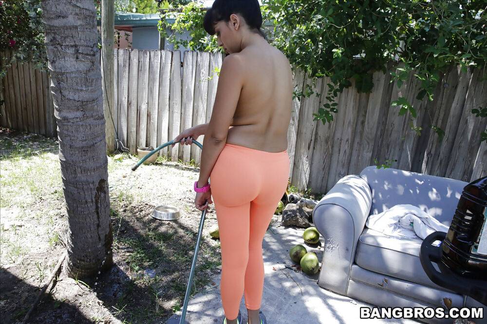Busty Latina babe Mercedes Carrera going topless outdoors in yoga pants | Photo: 3340815