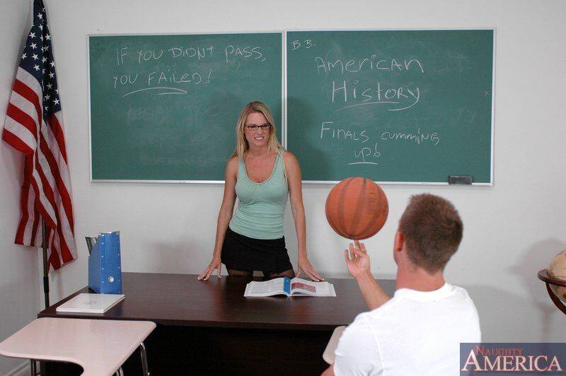 Busty teacher in glasses Niki Wylde stripped to stockings and fucked - #12