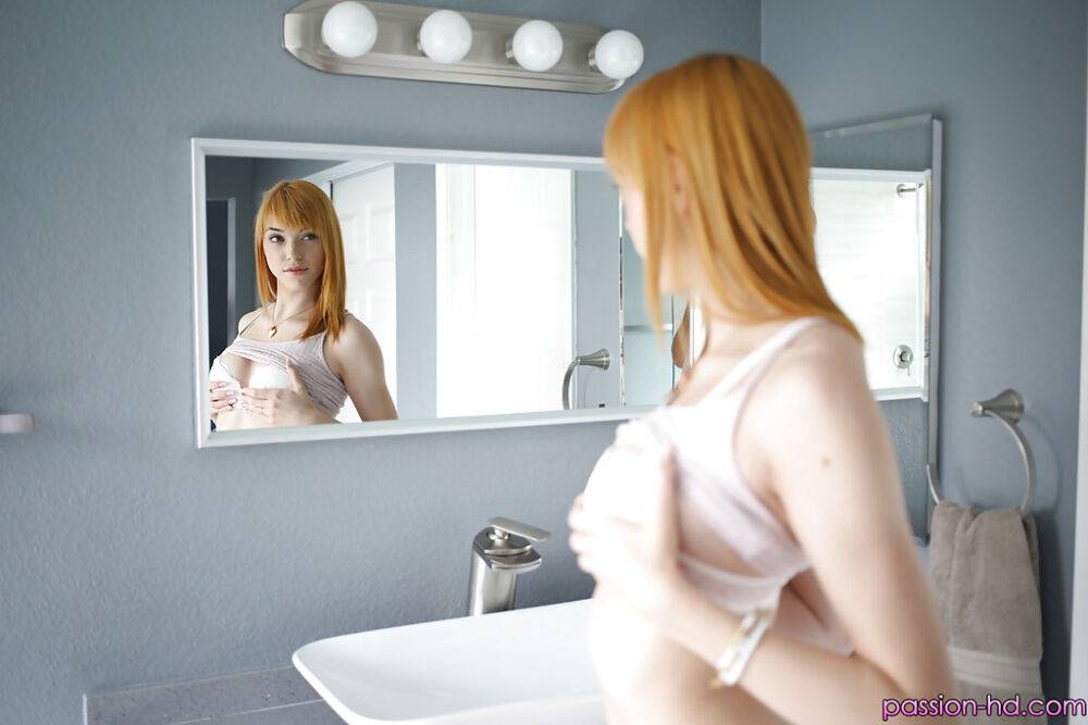 Redheaded Euro babe Anny Aurora revealing nice teen ass in bathroom - #8