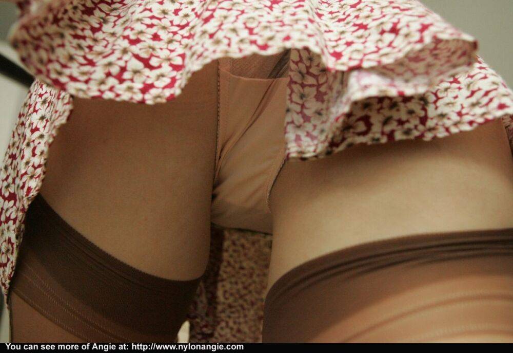 Sexy MILF Dirty Angie slides her underwear aside to expose her bush - #12