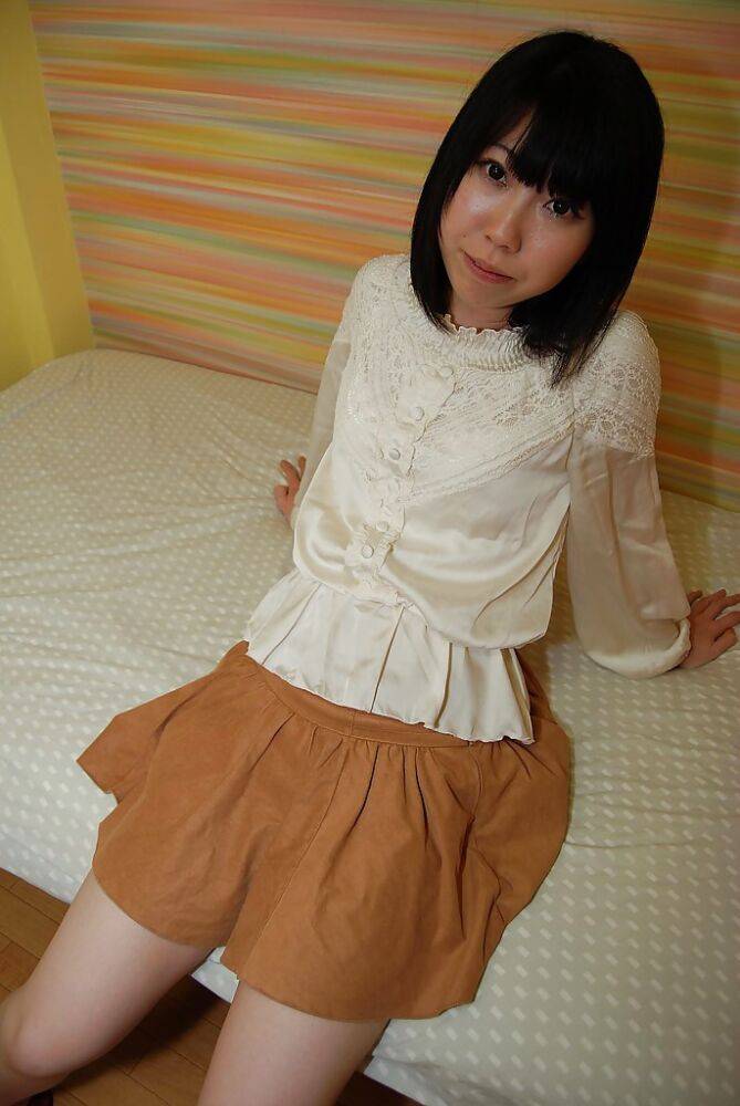 Brunette asian babe Hiroki undressing her white panties - #13