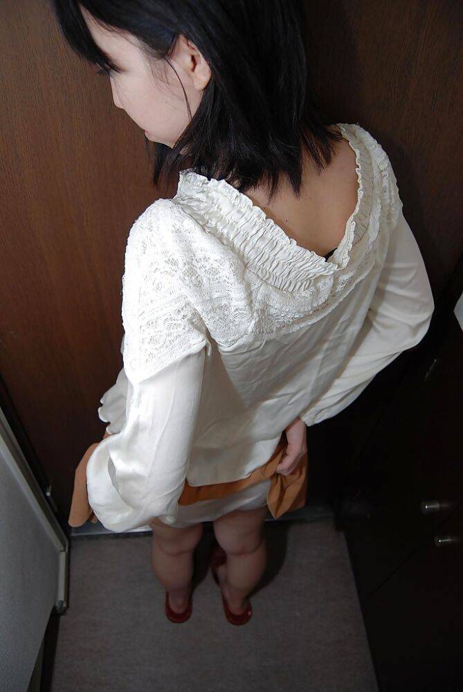 Brunette asian babe Hiroki undressing her white panties - #2