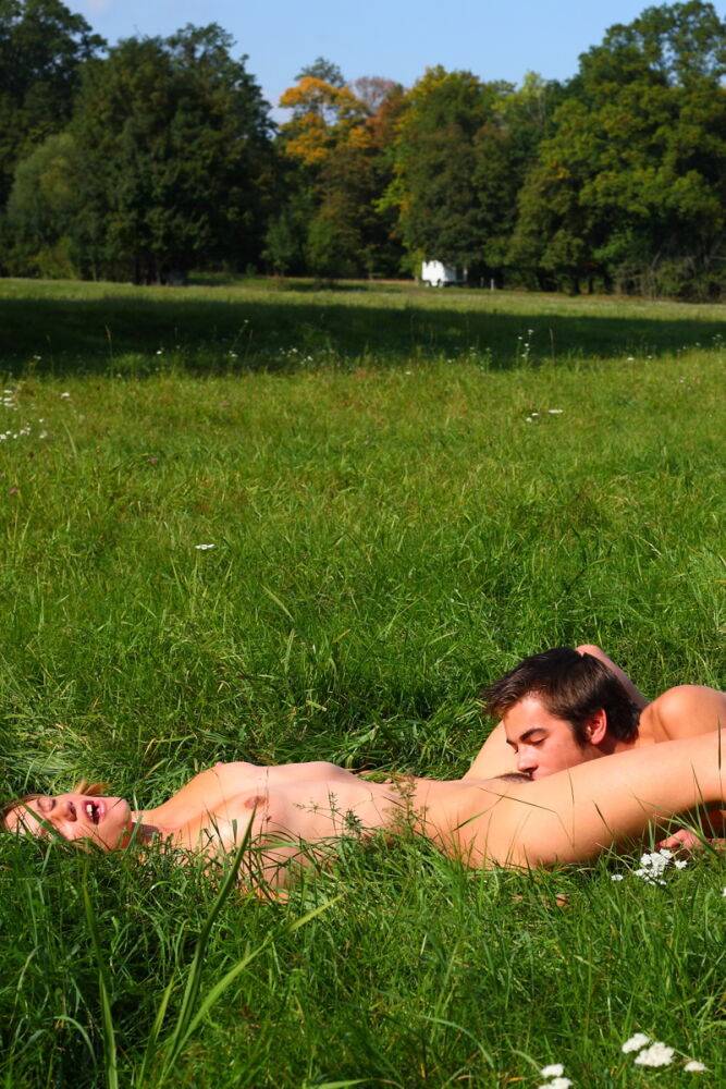 The soft green grass is the bed for these horny teens today They use it like a - #11