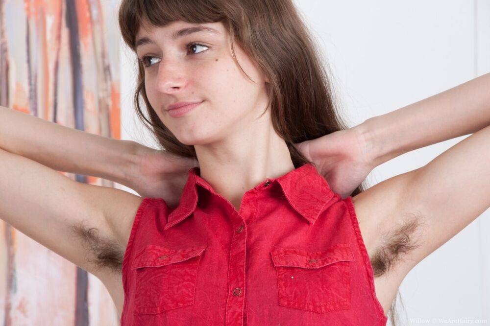 American teen proudly shows off her unshaven armpits and hairy bush - #16
