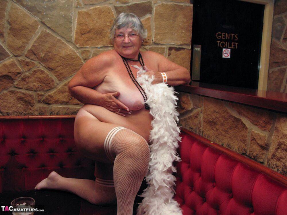 Overweight UK nan Grandma Libby steps up to the microphone before getting nude - #11