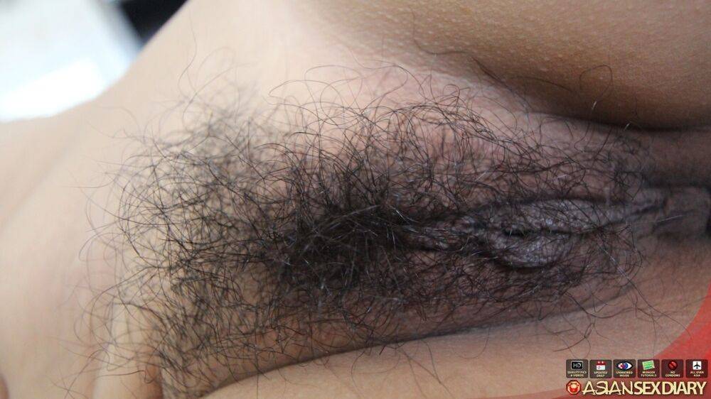 Fat Asian girl removes her white panties to get poked in her very hairy pussy - #10