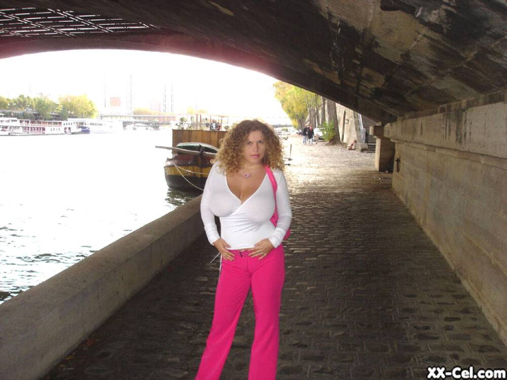 Curly haired babe Angel Crisa exposes her mesmerizing tits and poses in public - #2