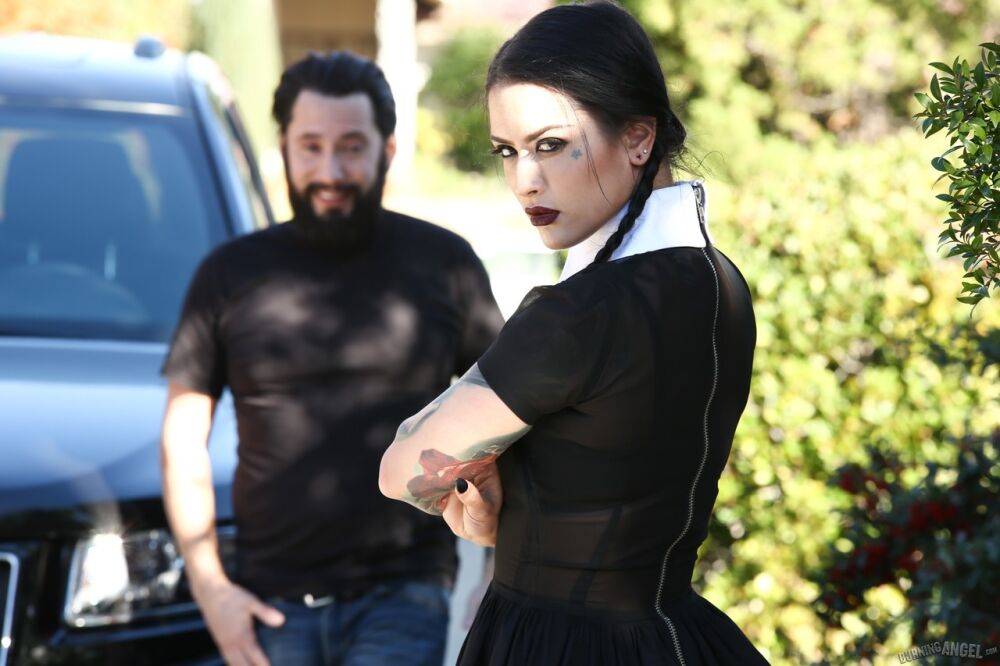 Hot goth Katrina Jade seduces her driver & gets her faced jizzed after fucking - #2