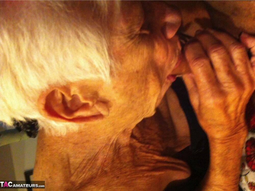 Really old granny shows off her cock sucking skills from a POV perspective - #10