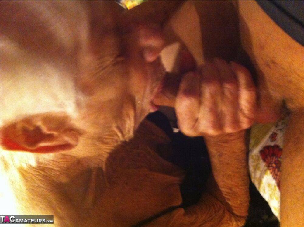 Really old granny shows off her cock sucking skills from a POV perspective - #7