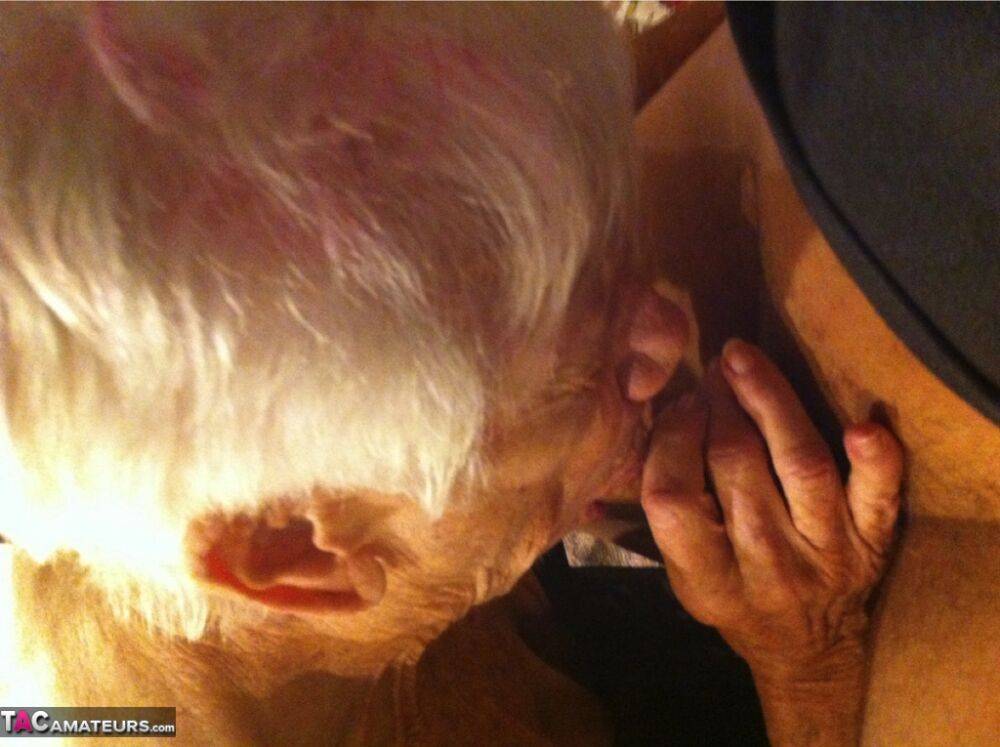 Really old granny shows off her cock sucking skills from a POV perspective - #5