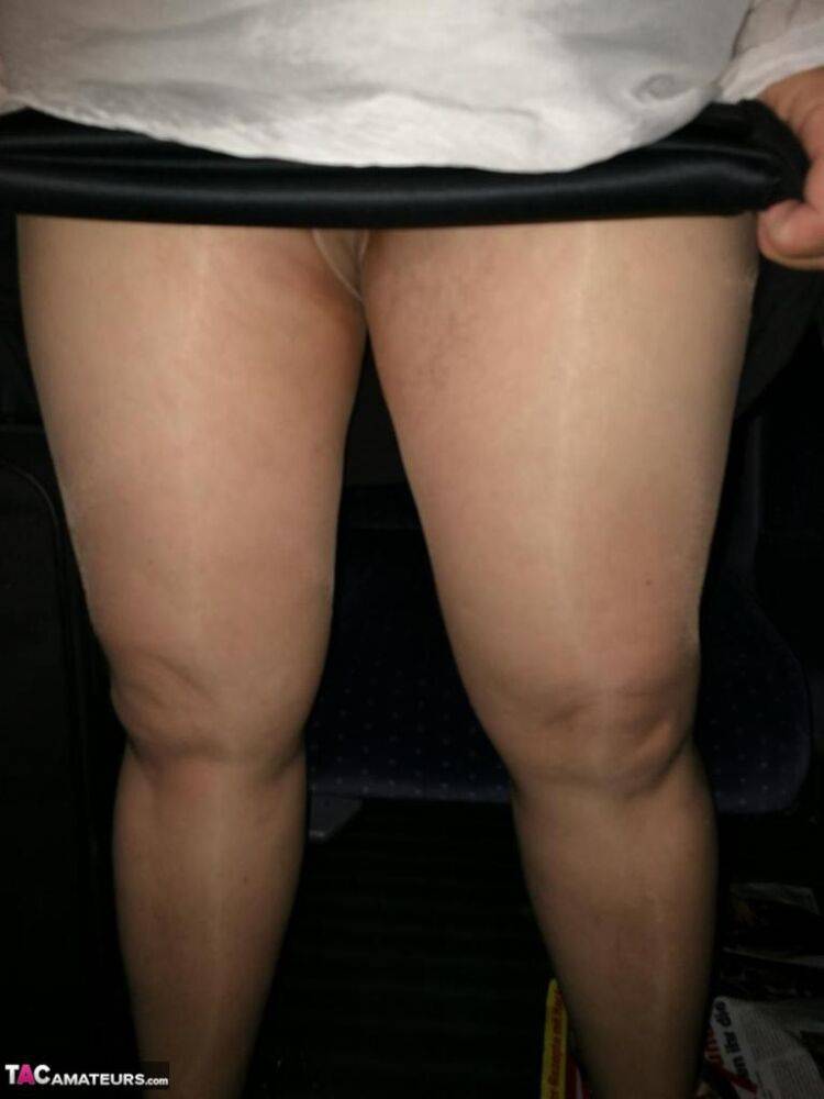 Far grandmother Caro flashes pubic hairs that escape her upskirt underwear - #15