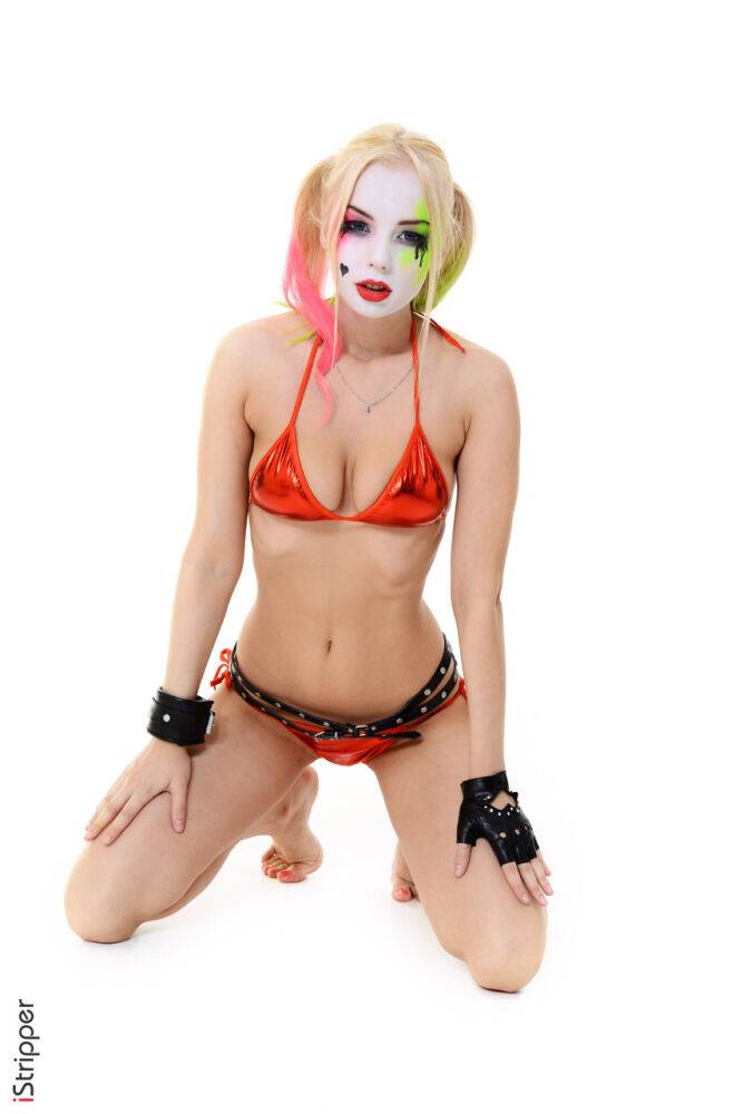 Solo girl with a painted face strips naked after putting down her baseball bat - #12