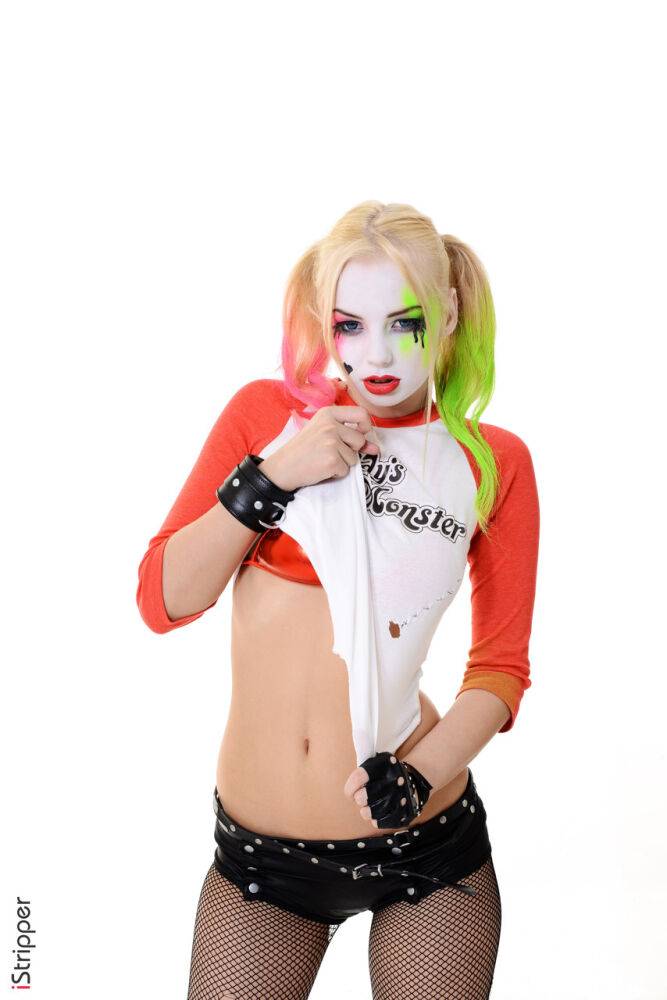 Solo girl with a painted face strips naked after putting down her baseball bat - #5