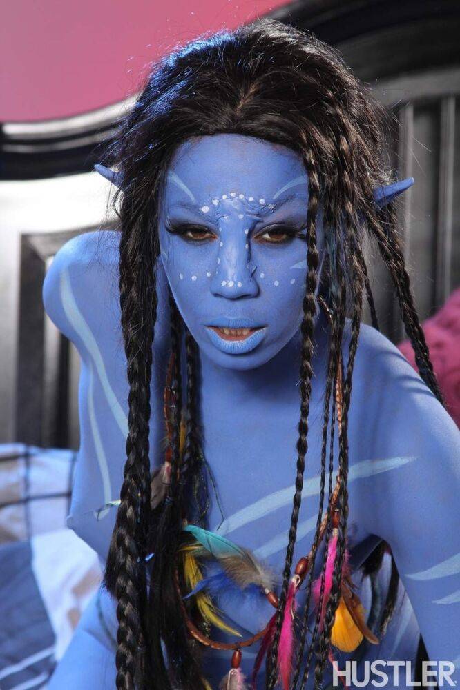 Cosplay beauty Misty Stone takes cock in nothing but blue body paint - #2