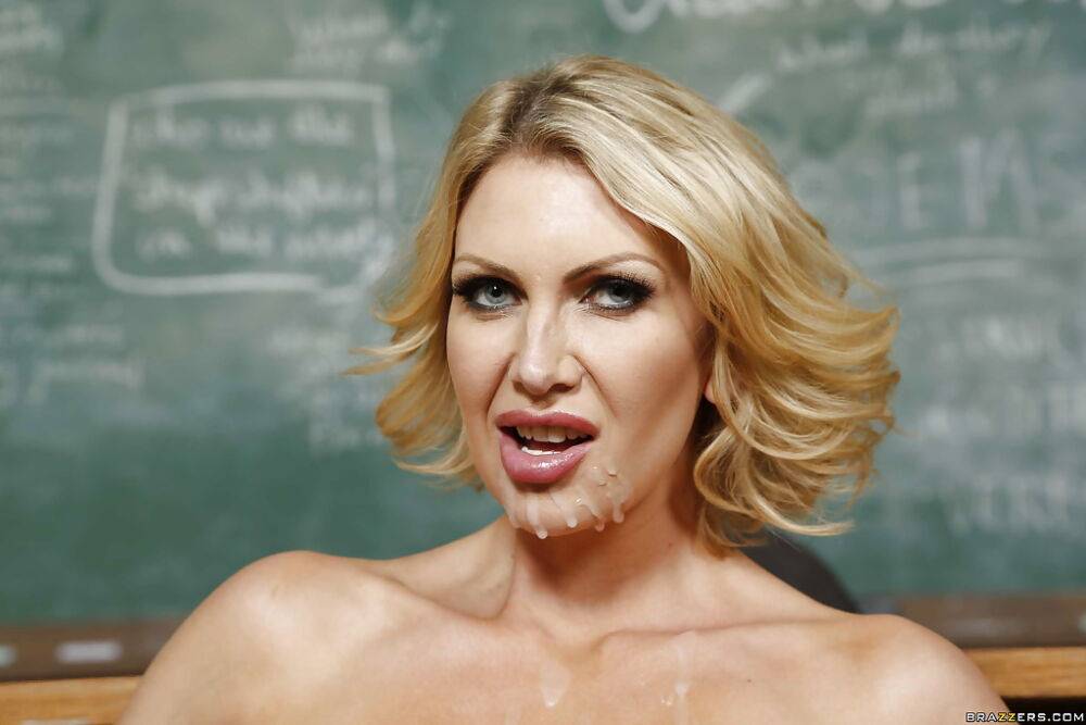 Teacher with full lips Leigh Darby get some tasty thick sperm - #2