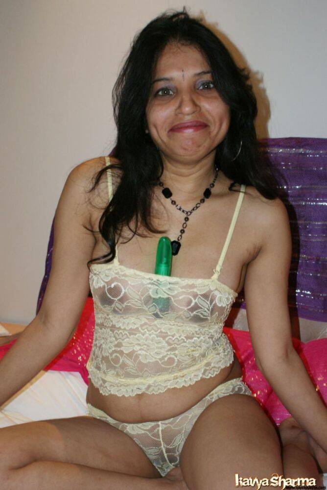 Kavya fucking herself with her big green dildo - #1