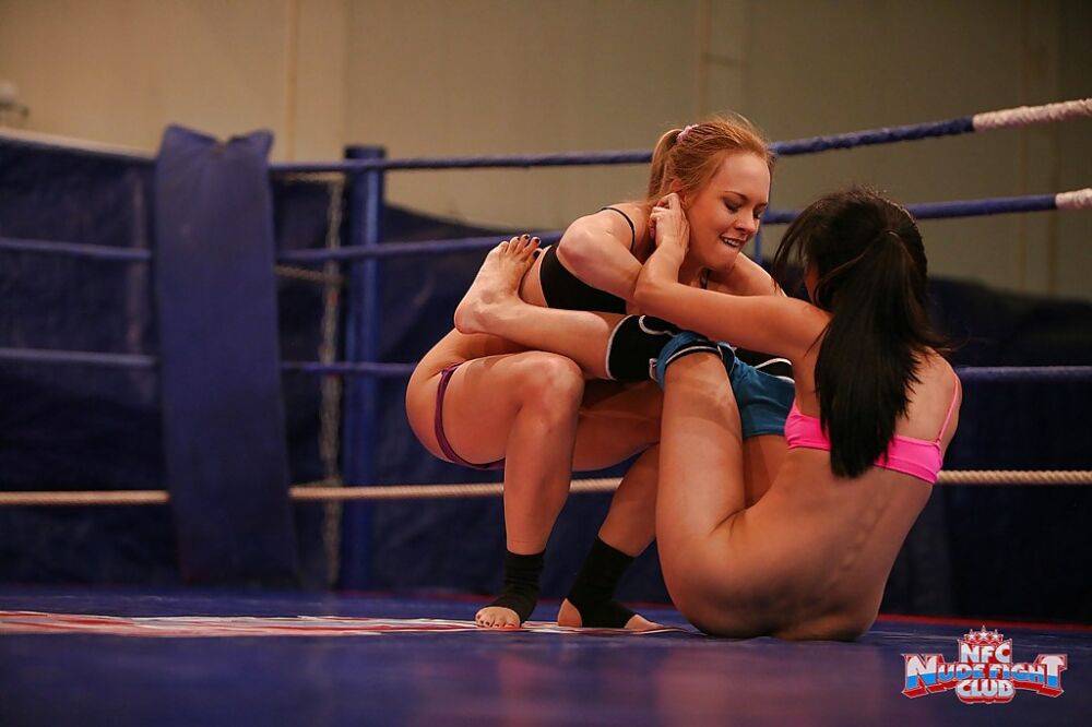 Sporty lesbians Blue Angel & Ruth Medina fighting and pleasuring each other - #3