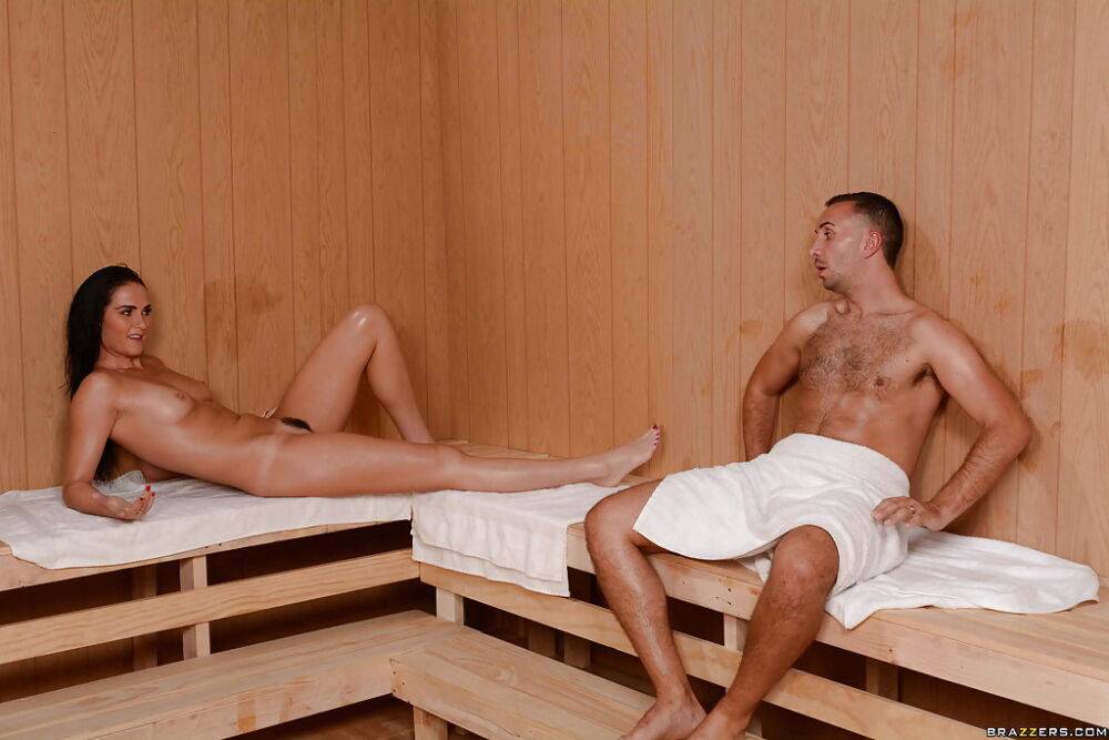 Brunette milf Bianca Breeze has anal sex with her man in sauna | Photo: 4246343