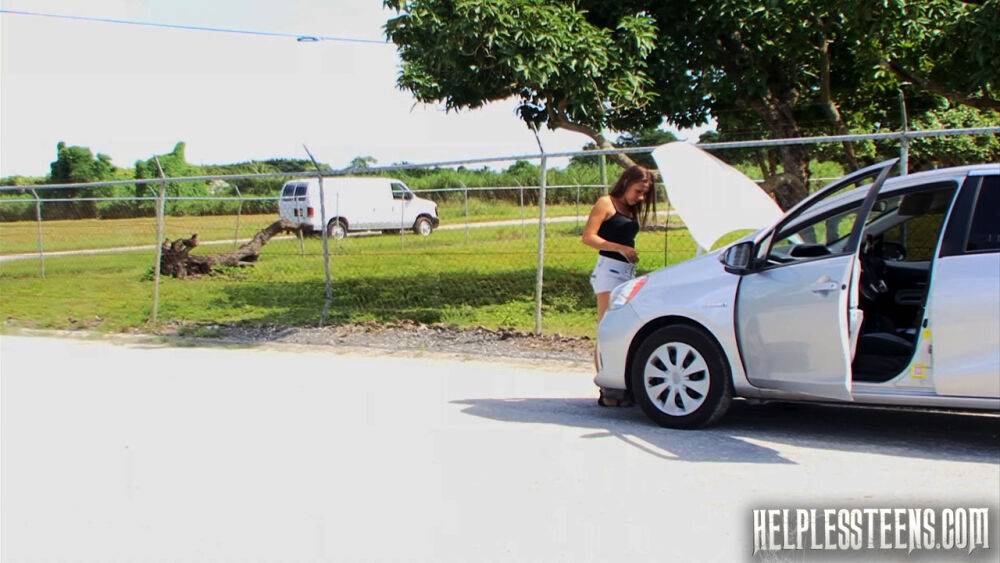Latina teen Sophia Torres gets tied up & fucked in a van after hitching a ride - #2